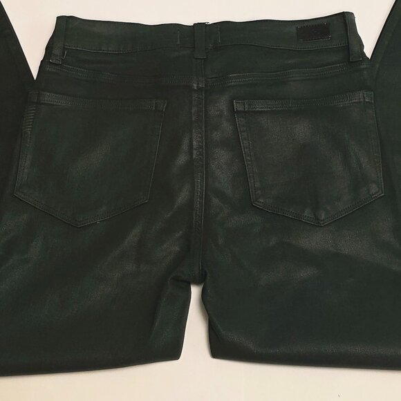 PAIGE Hoxton Skinny Ankle Jean in Deep Emerald Luxe Coating - Picture 7 of 16